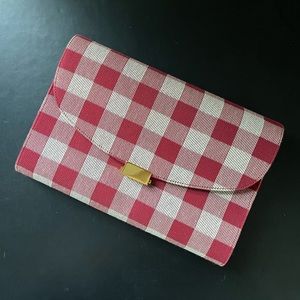 Mansur Gavriel Red Gingham Canvas Clutch